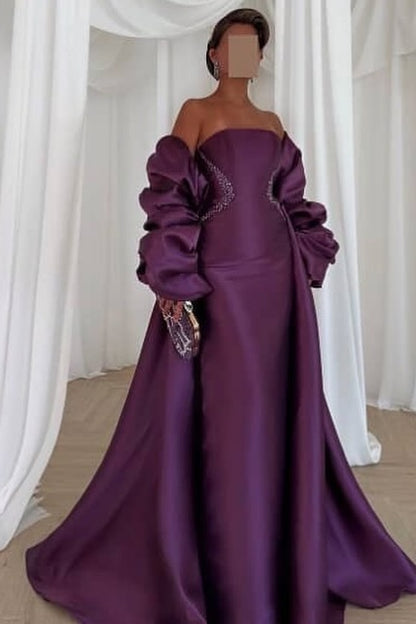 Long Sleeves Square Mermaid Prom Dress With Beads