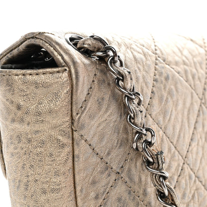 Distressed Metallic Lambskin Quilted Le Marais Ligne Flap Gold
