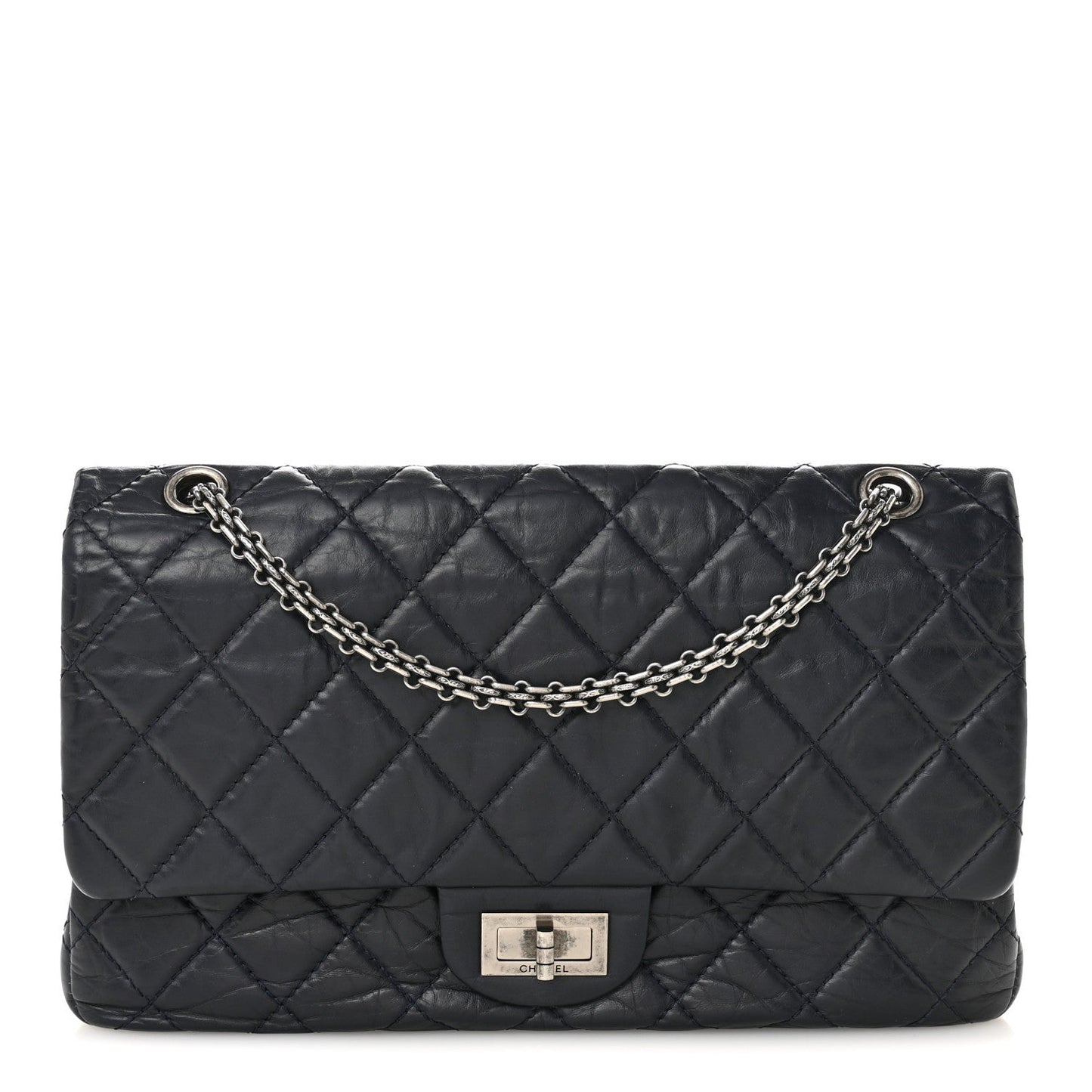 Aged Calfskin Quilted 2.55 Reissue 227 Flap Dark Blue