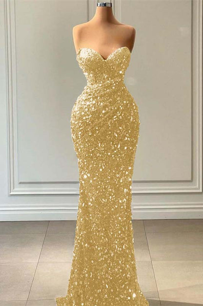 Blue Mermaid Sequins Prom Dress Sweetheart For Party