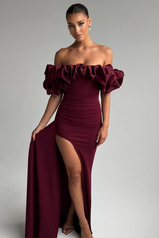 Sleeveless Strapless Off-Shoulders Mermaid Prom Dress With Slit