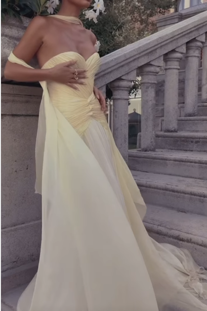 Chic Sheath Long Prom Dresses Tulle Sweetheart Birthday Dresses Yellow Evening Dresses  DP04667