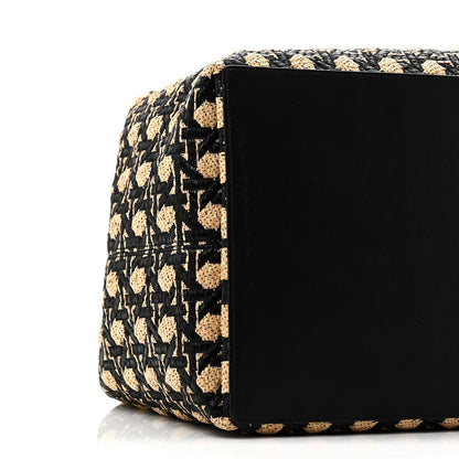 Raffia Calfskin Cannage Large Toujours Black Beige