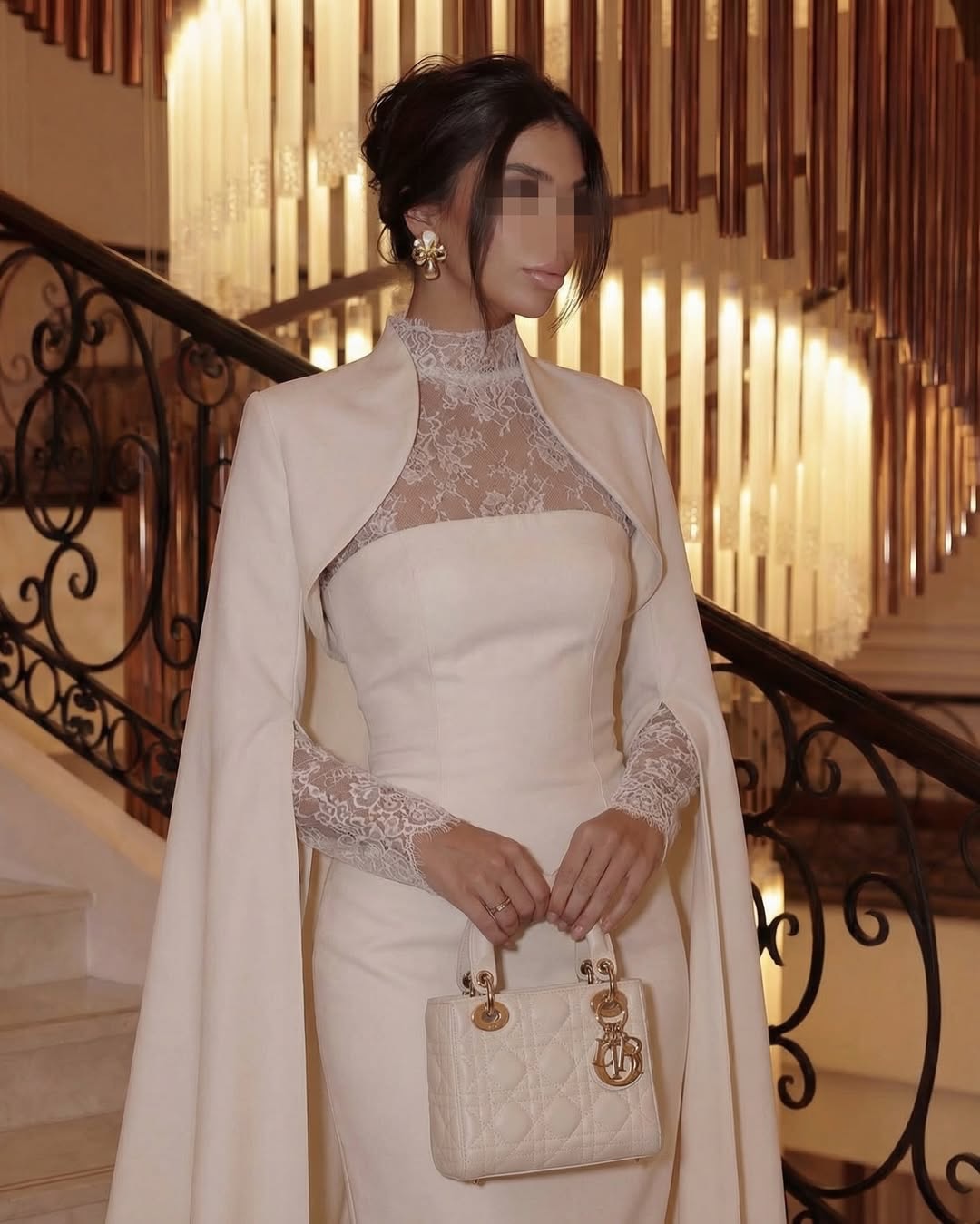Stunning White Long Sleeves High Neck Lace Mermaid Evening Dress