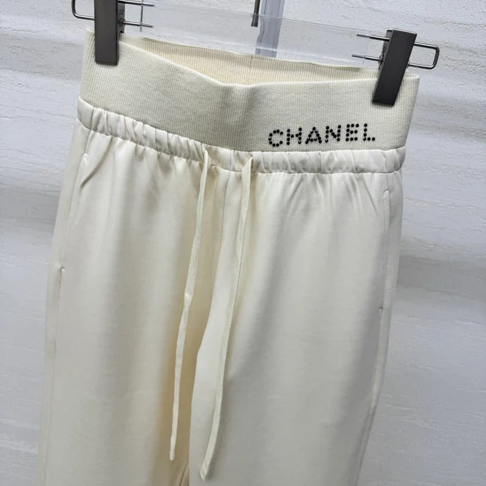 Chanel 2026 Rhinestone Waistband Casual Pant Cotton 356983