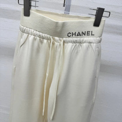 Chanel 2026 Rhinestone Waistband Casual Pant Cotton 356983