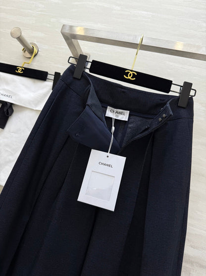 CC Straight-Leg Wide-Leg Trousers Black Cotton 346625