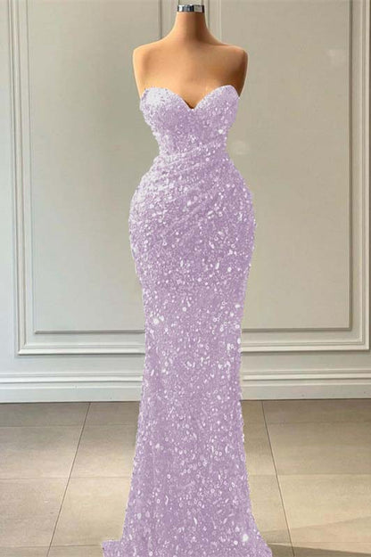 Blue Mermaid Sequins Prom Dress Sweetheart For Party