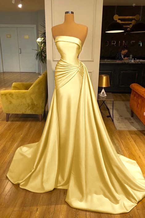 Strapless Baby Blue Elegant Mermaid Evening Dress Long With Ruffle