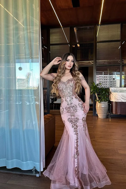 Sleeveless Strapless Mermaid Embroidery Prom Dress