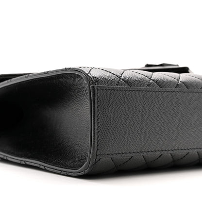 Grain De Poudre Textured Mixed Matelasse Large Triquilt Monogram Monochrome Satchel Black