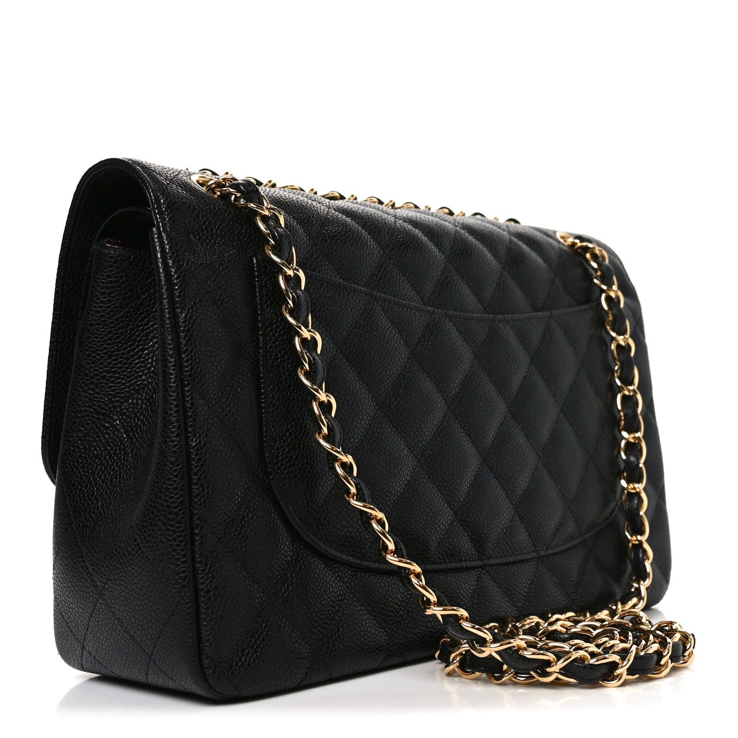 Caviar Quilted Jumbo Double Flap Black