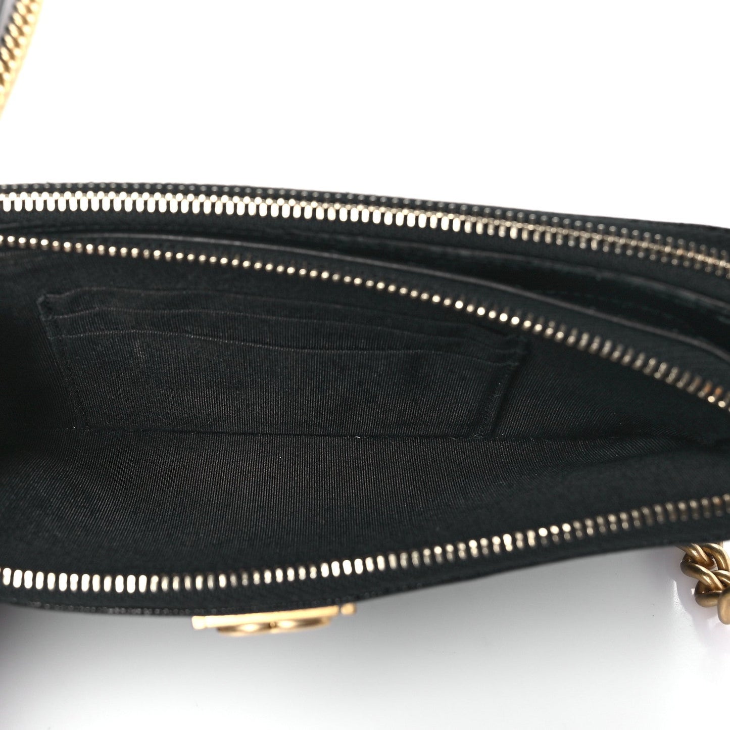 Caviar Quilted Small Boy Clutch With Chain Black