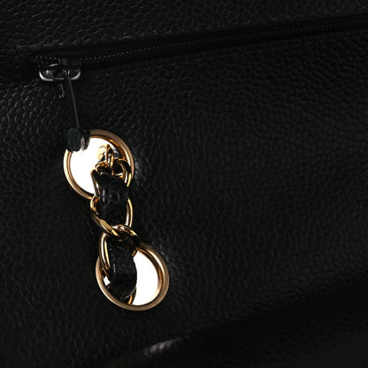Caviar Quilted Medium Double Flap Black