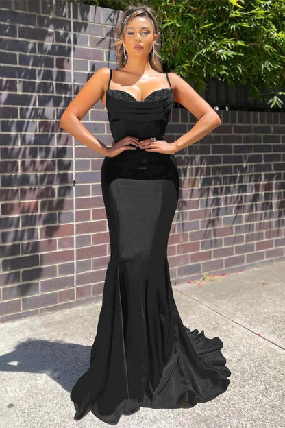Long Spaghetti-Straps Mermaid Prom Dress