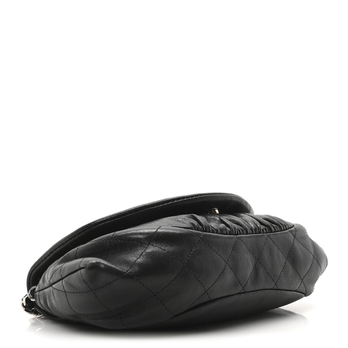 Lambskin Half Moon Wallet On Chain WOC Black