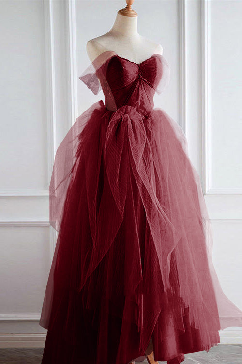 Pink Off-The-Shoulder Long Prom Dress Sweetheart With Pearls