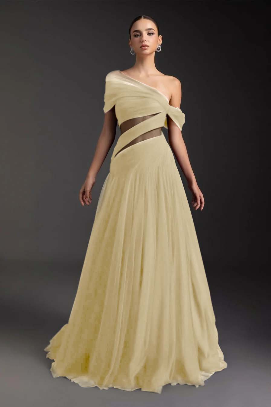 SleevelessOff-Shoulder A-Line Prom Dress