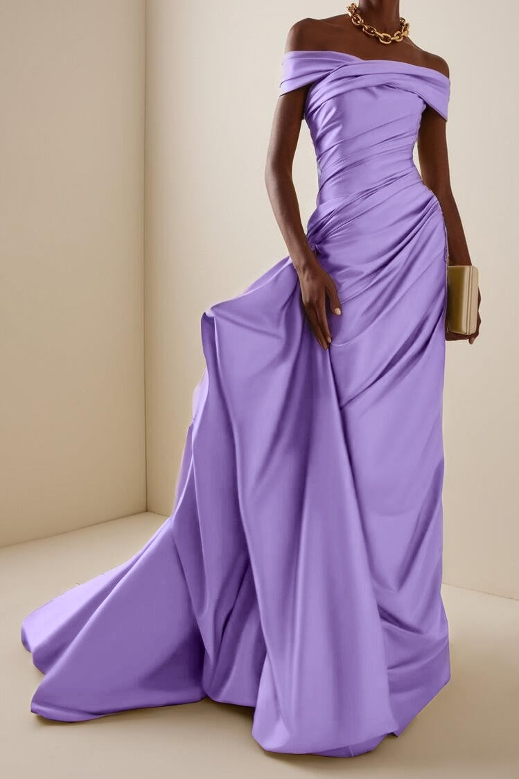 Glamorous Off the Shoulder Sleeveless Long Evening Dress With Pleated