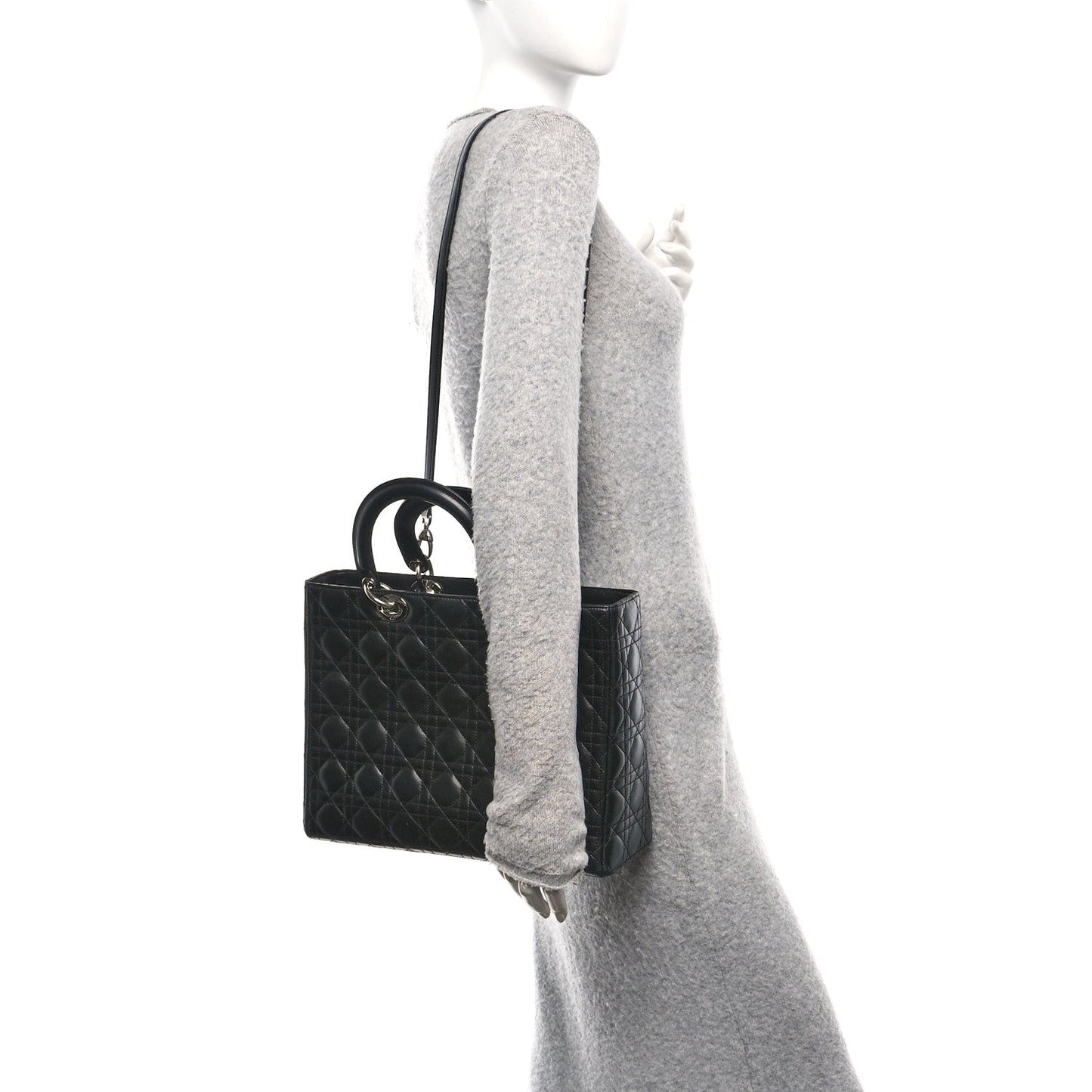 Lambskin Cannage Large Lady Dior Black