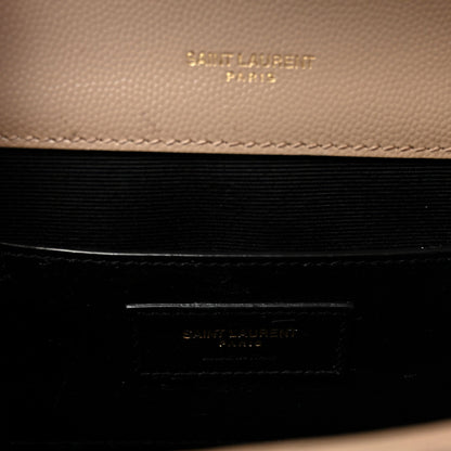 Grain De Poudre Textured Mixed Matelasse Triquilt Small Monogram Satchel Dark Beige