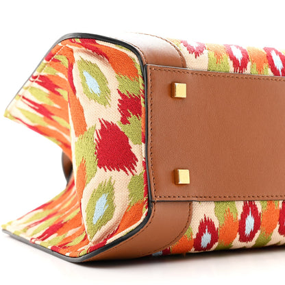 Canvas Calfskin Embroidered Small Vlogo Signature Bag Multicolor Saddle Brown
