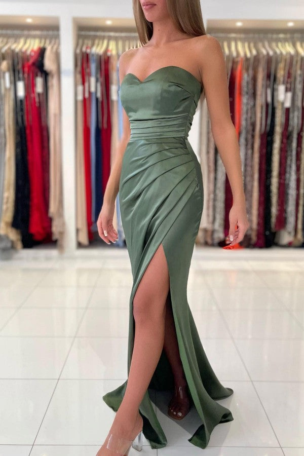 Sweetheart Sleeveless Evening Dress Mermaid With Slit