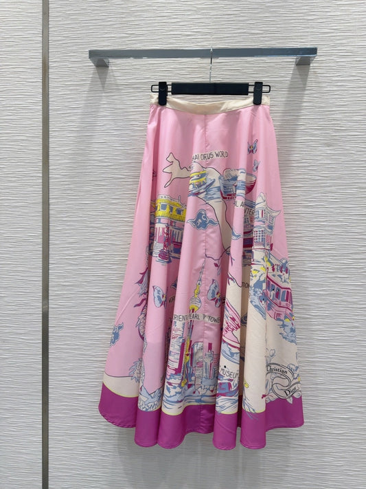CD 25 Long Skirt Pink mix Colors Polyester
