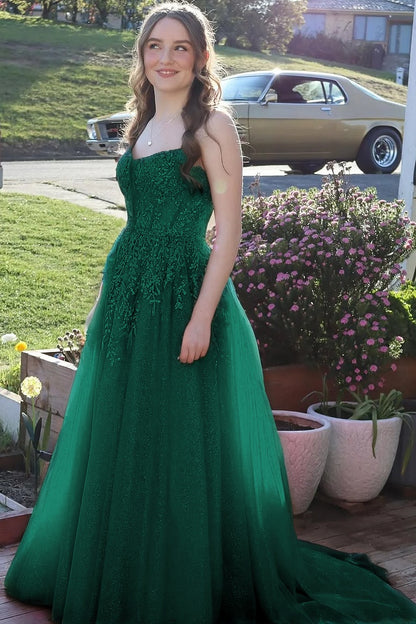 Sleeveless Spaghetti Straps Sweetheart A-Line Sequins Prom Dress