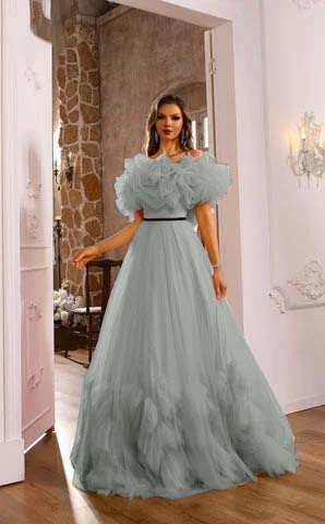 Romantic Pink Flower Off-the-shoulder Layered Couture Evening Dress