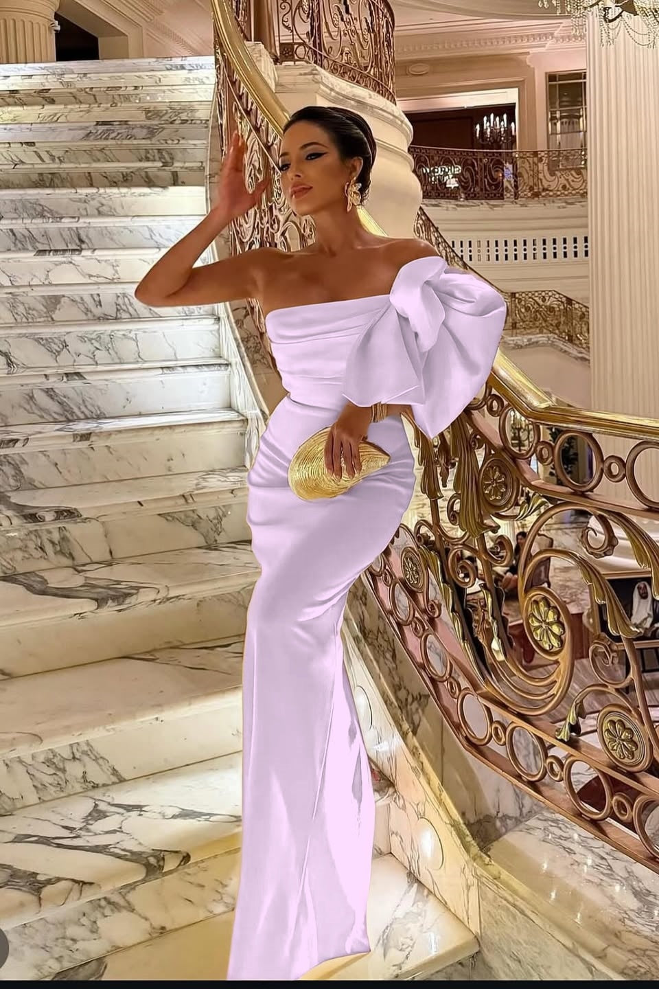 Sleeveless Strapless Mermaid Prom Dress With Bow