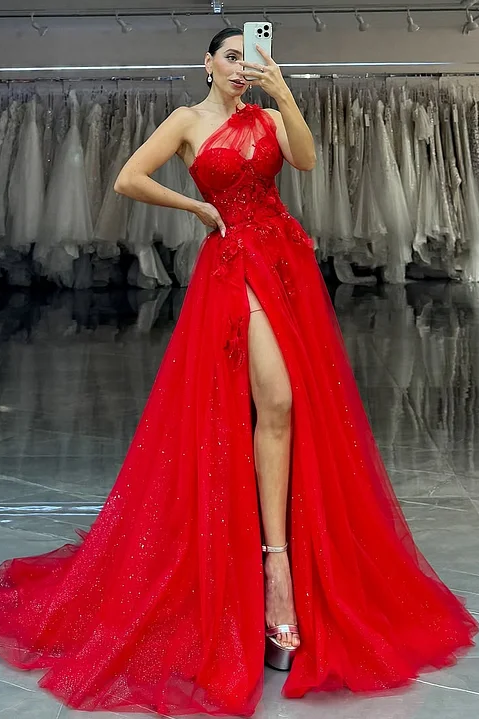 Red Sleeveless Halter Straps A-Line Long Sequins Prom Dress