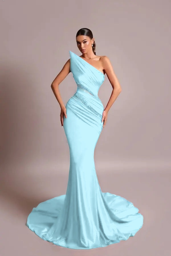 Red Strapless Long Prom Dress Mermaid Sleeveless with Sequins