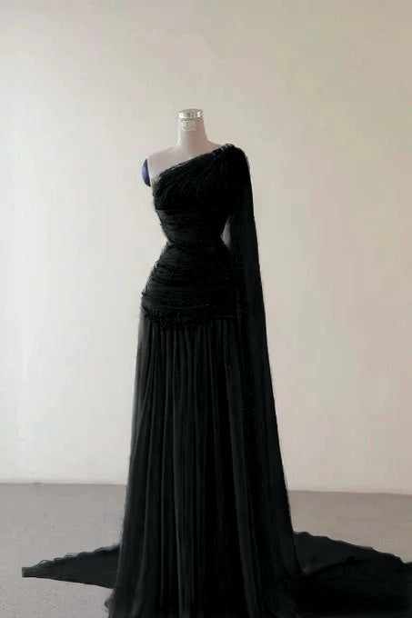 Glamorous Pink Sleeveless One Shoulder Long Evening Dress With Train
