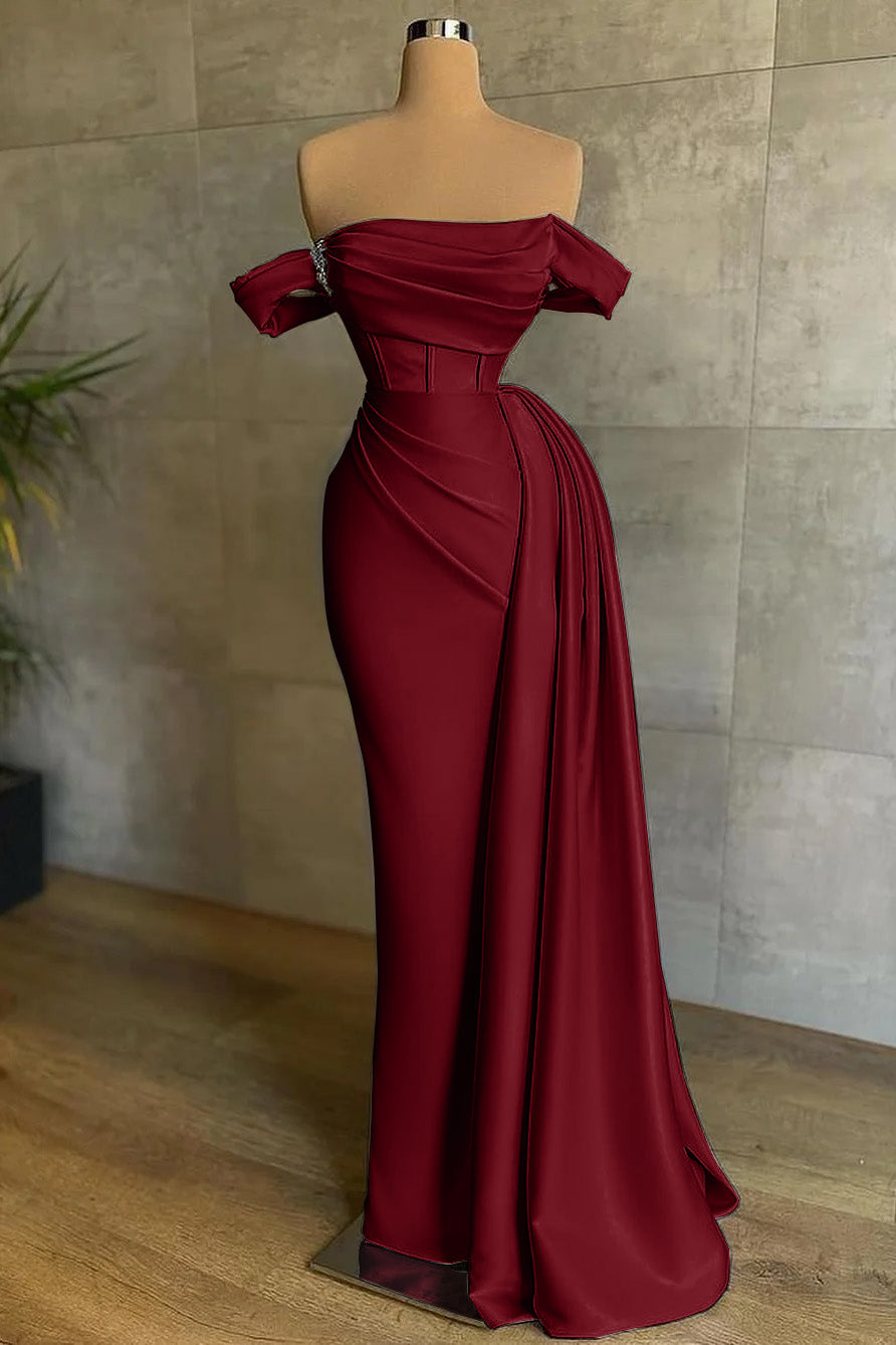 White Mermaid Prom Dress Off-The-Shoulder