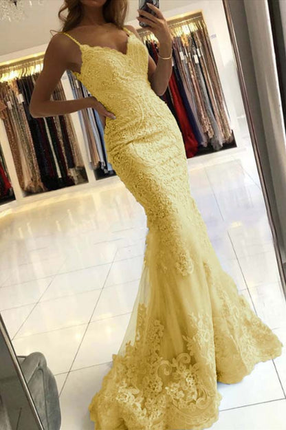 Mermaid Sky Blue Spaghetti-Straps Evening Dress