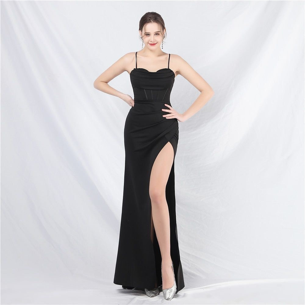 Pink Sleeveless Spaghetti Straps Square Mermaid Prom Dress