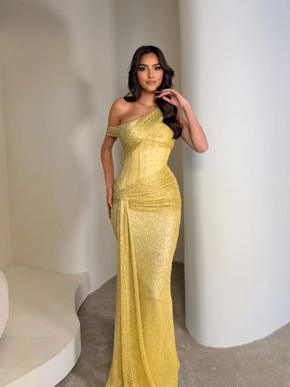 Stunning Sleeveless Sequins Floor Long Mermaid Evening Dress