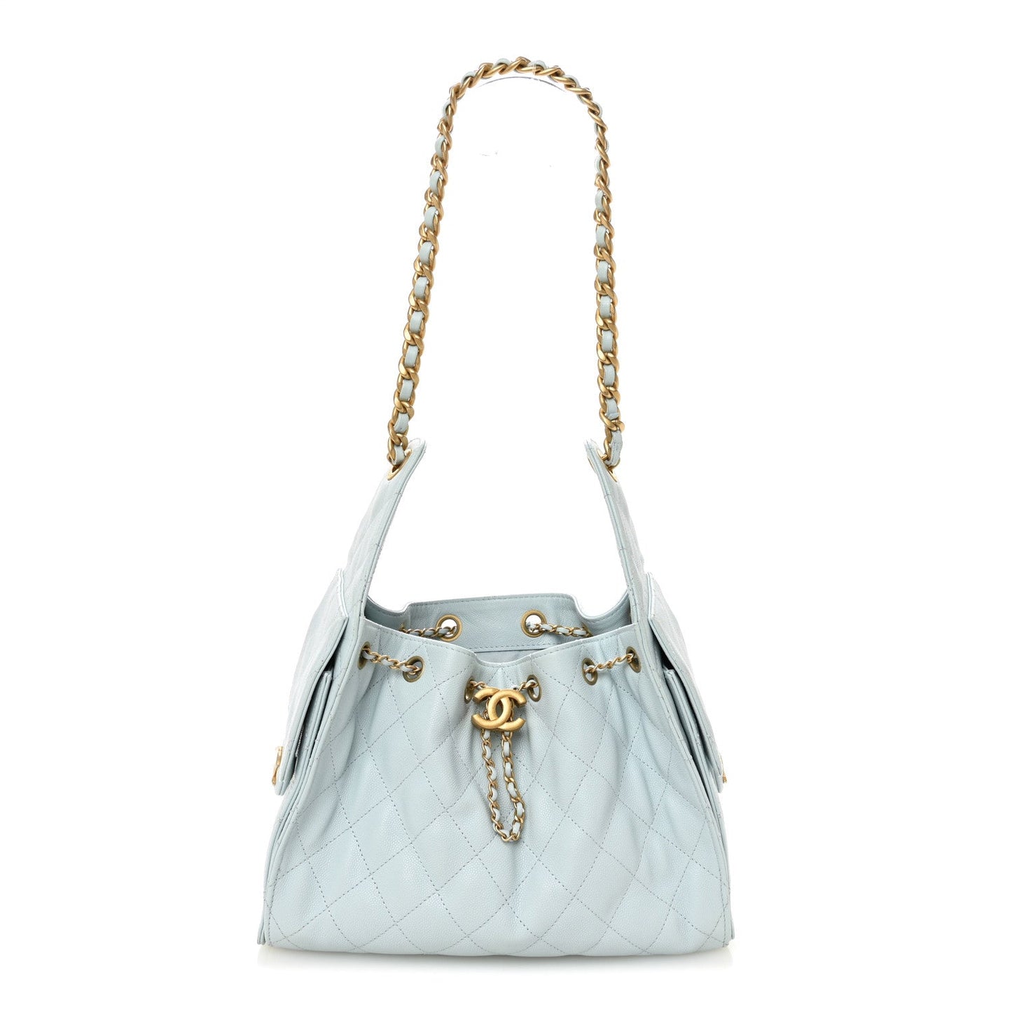 Caviar Quilted Small Chanel 25 Handbag Light Blue