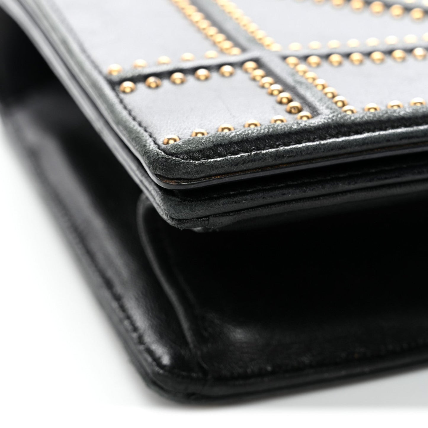 Lambskin Studded Medium Diorama Flap Bag Black