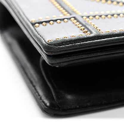 Lambskin Studded Medium Diorama Flap Bag Black