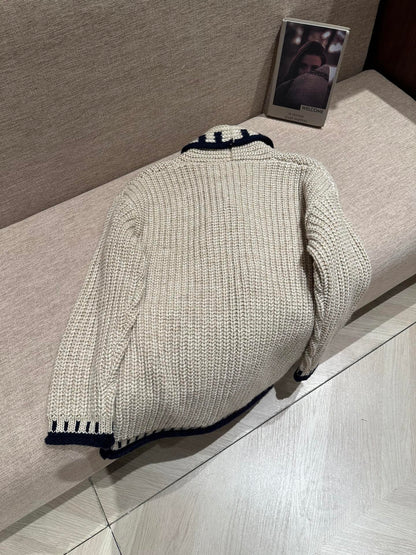 Chanel 25S Fragrant Milk Tea Color-Blocked Cardigan knitted 333184