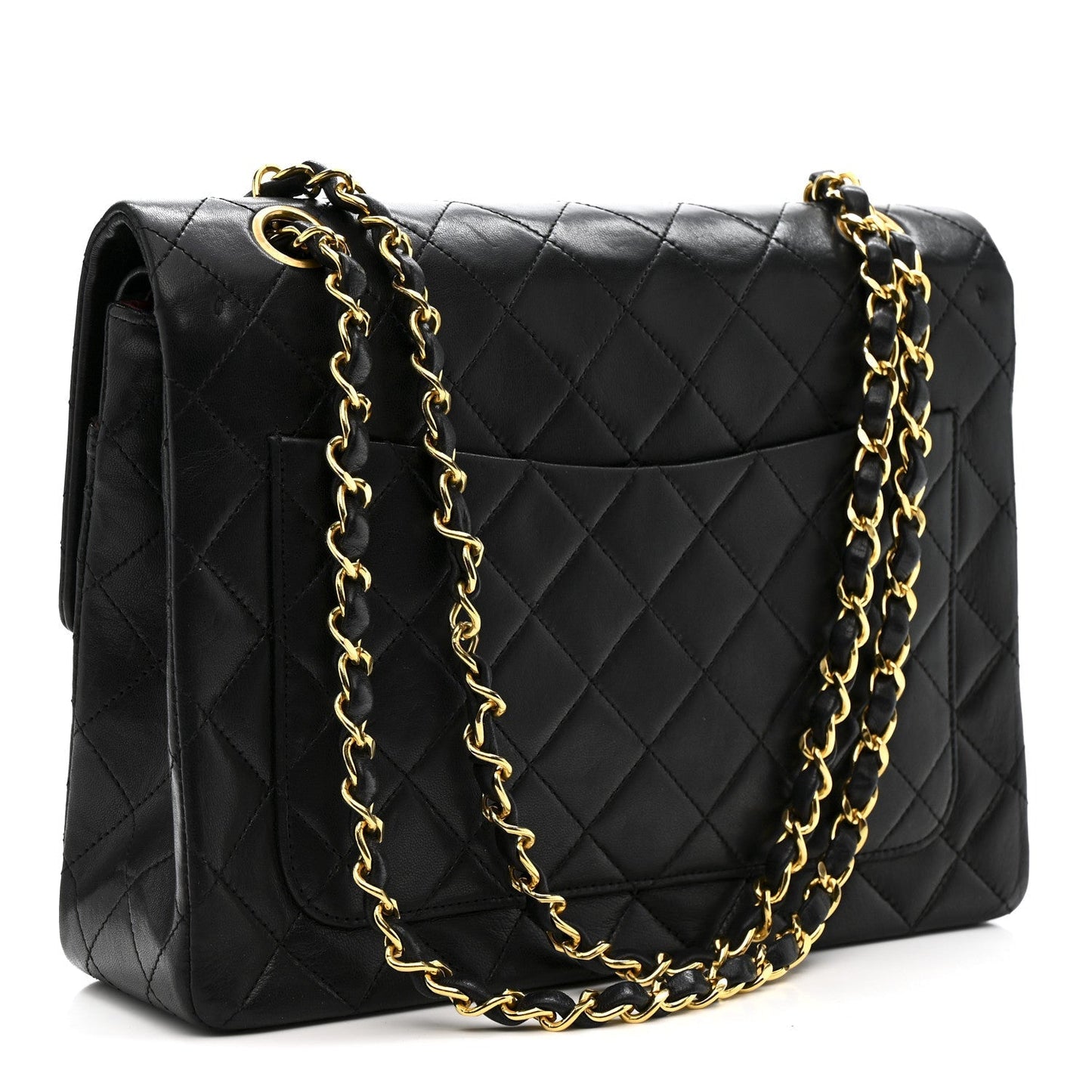 Lambskin Quilted Medium Double Flap Black