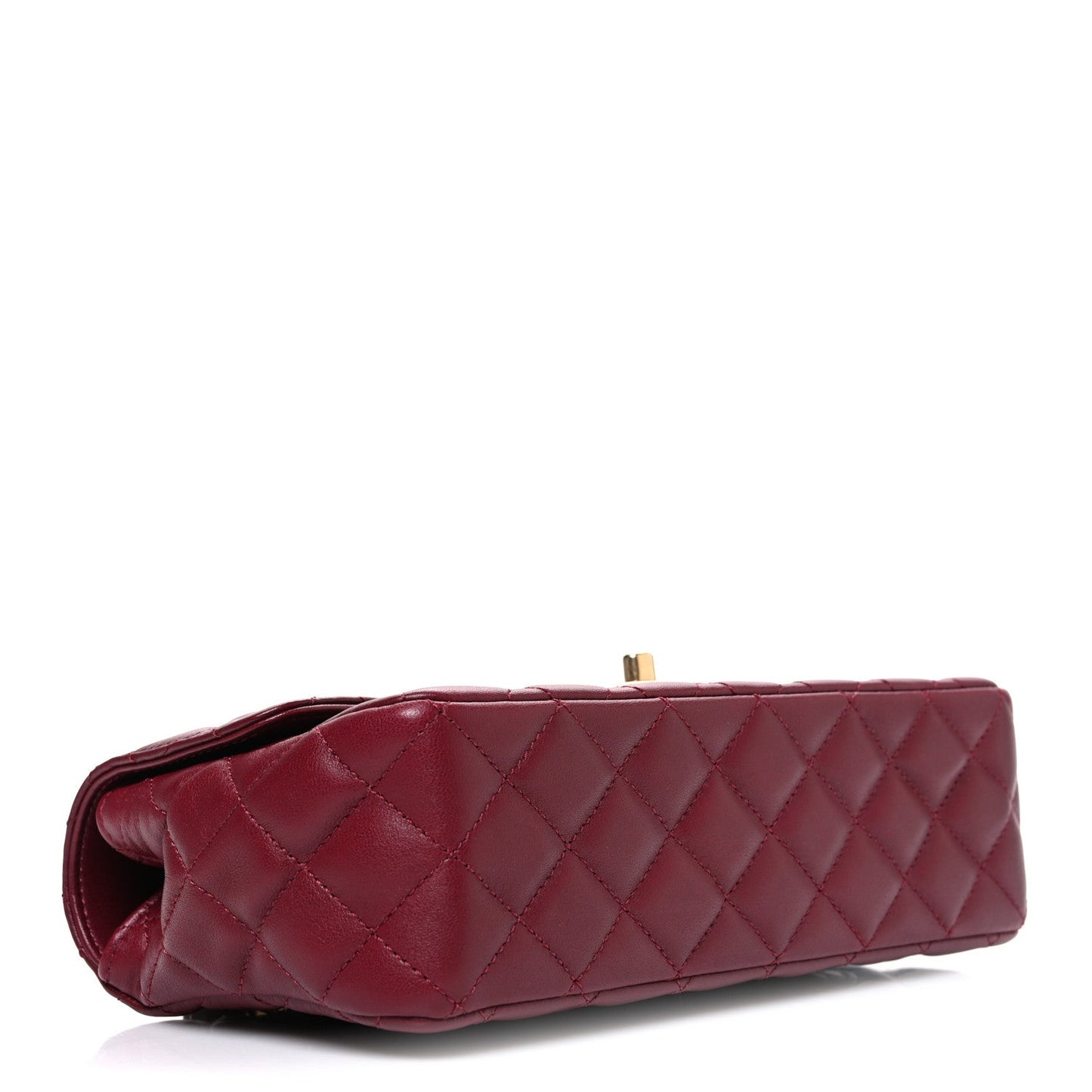 Lambskin Quilted Medium Metal Top Handle Rectangular Flap Burgundy