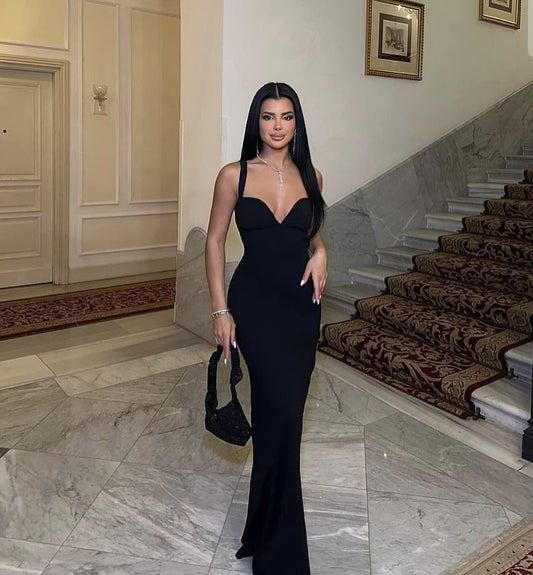 Elegant Black Sleeveless V-Neck Mermaid Prom Dress
