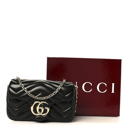 Lambskin Matelasse Mini GG Marmont Shoulder Bag Black