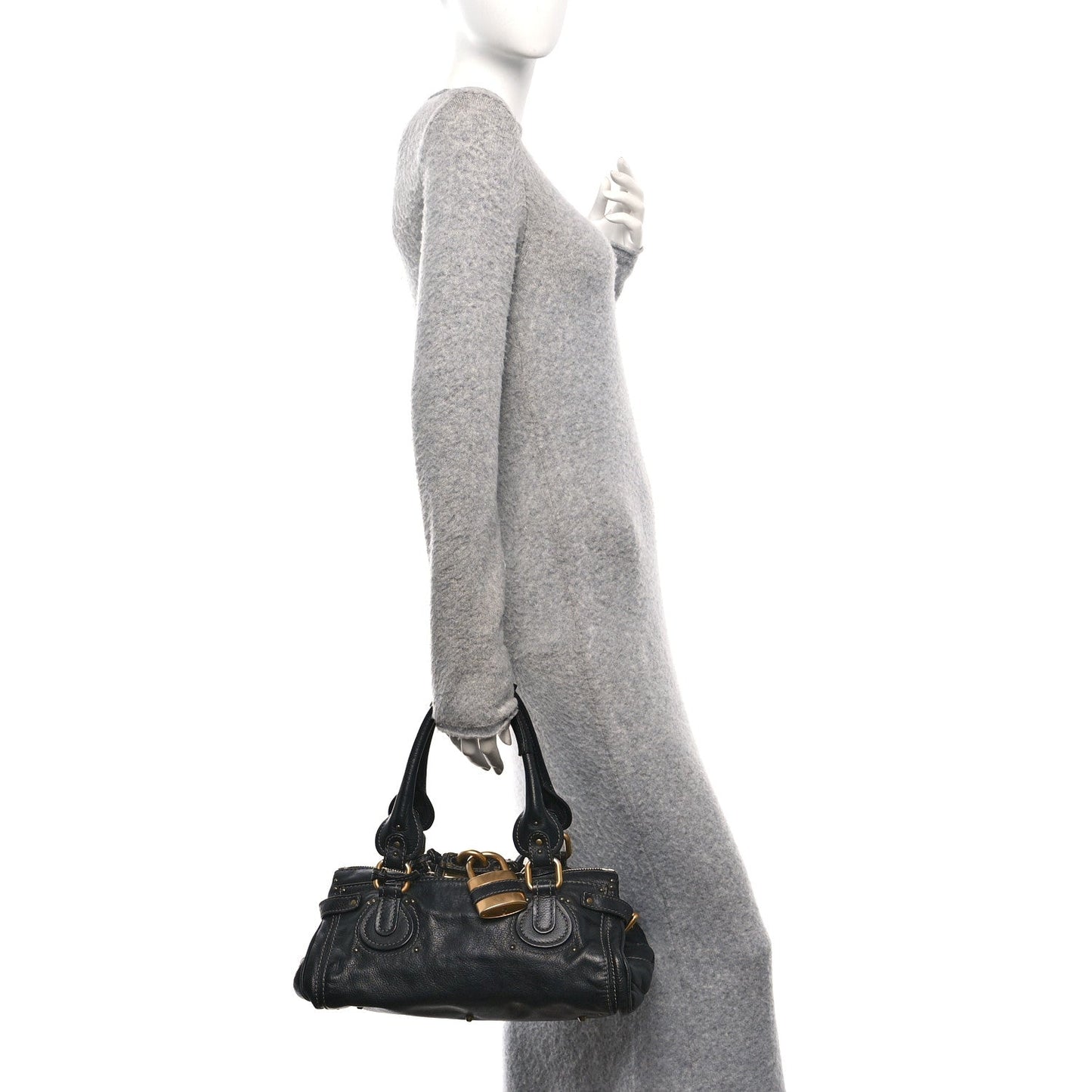 Calfskin Medium Paddington Satchel Black