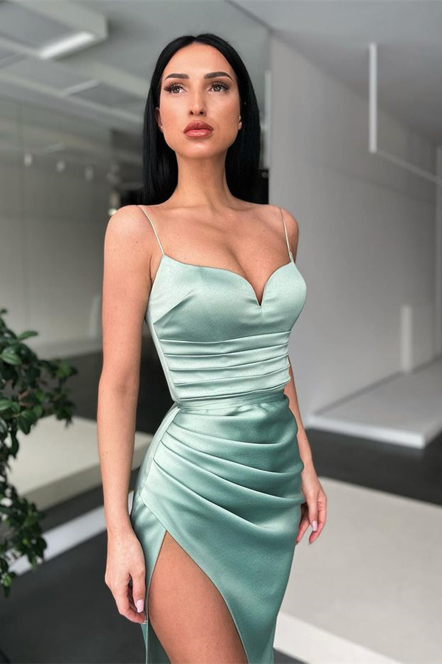 Mermaid Spaghetti-Straps Prom Dress With Slit
