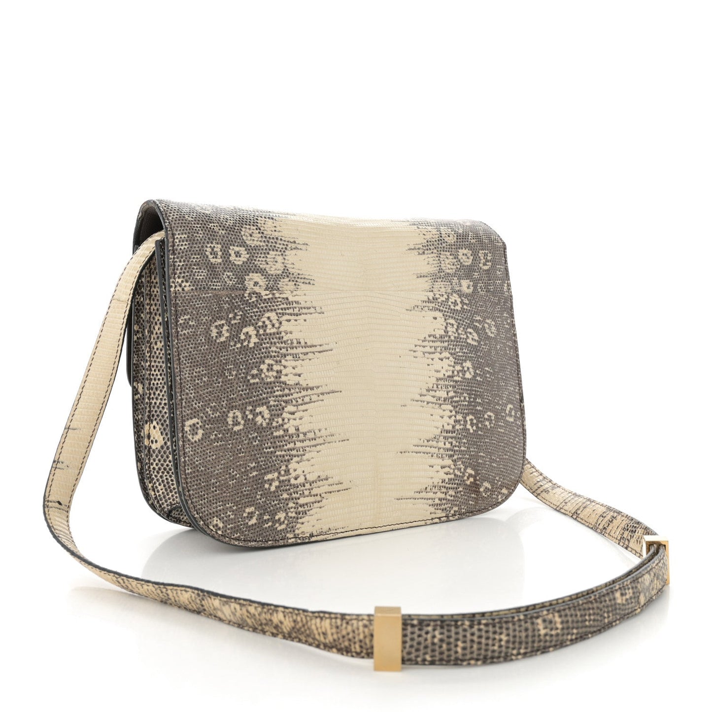 Lizard Medium Classic Box Flap Bag Natural