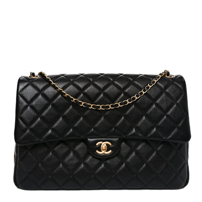 Caviar Quilted Small XXL Travel Flap Bag Black